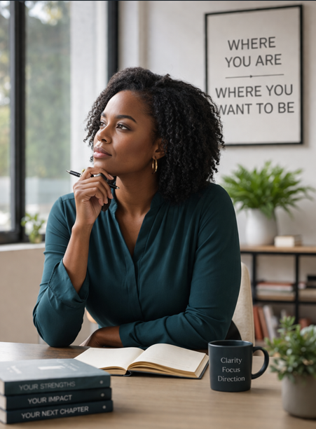 Professional reflecting on career clarity and next steps.
