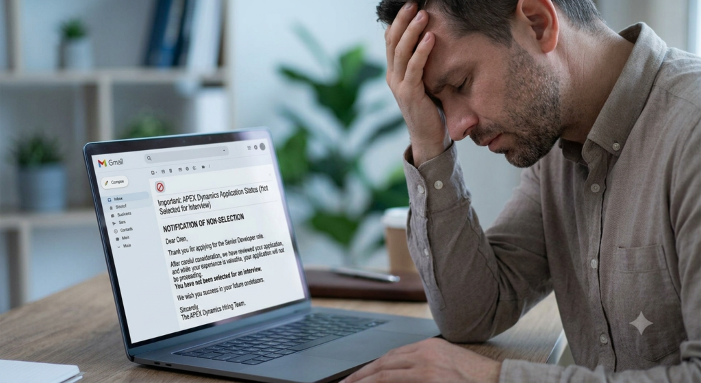 Man frustrated by resume rejection